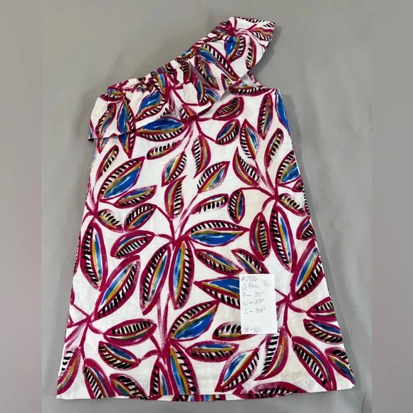 J Crew Factory Women Dress Size Small One Shoulder Tropical‎ Floral Print Linen - Picture 9 of 13